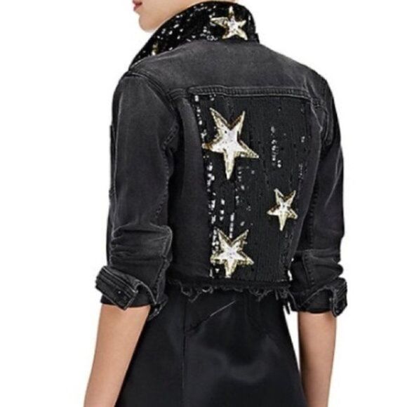 L’agence Zuma cropped denim jacket sequin details - Picture 1 of 10